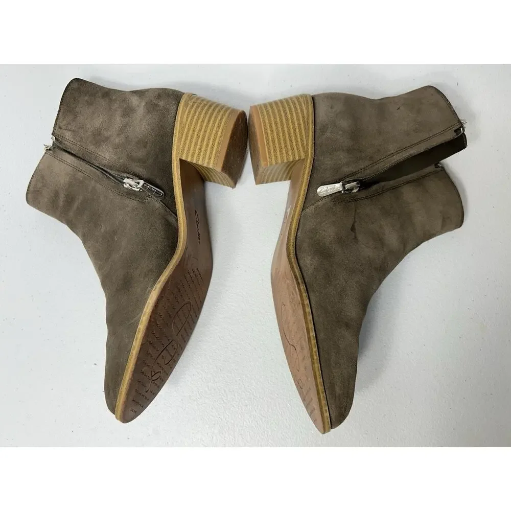 Clarks Women's Khaki‎ Olive Breccan Myth Suede Bootie Ankle Boots  Size 8M